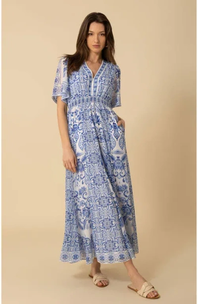 Halebob Ellis Chiffon Maxi Dress In Navy