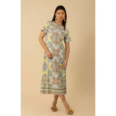 Halebob Emberly Jersey Dress In Turquoise