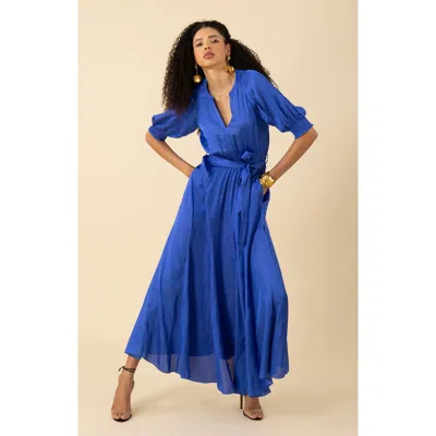 Halebob Estella Charmeuse Dress In Blue