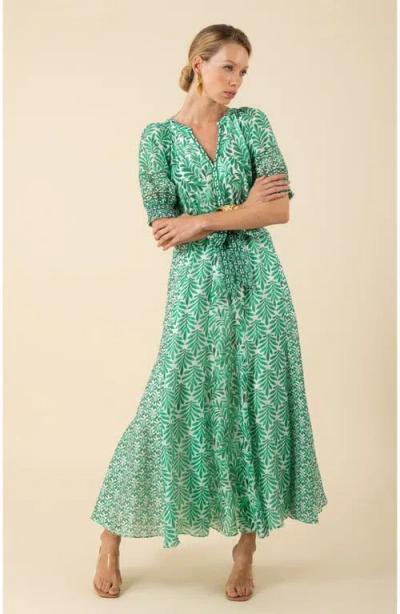 Halebob Estella Organza Maxi Dress In Green