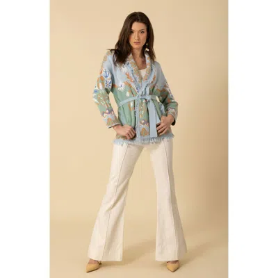 Halebob Irene Jacquard Wrap Sweater In Turquoise