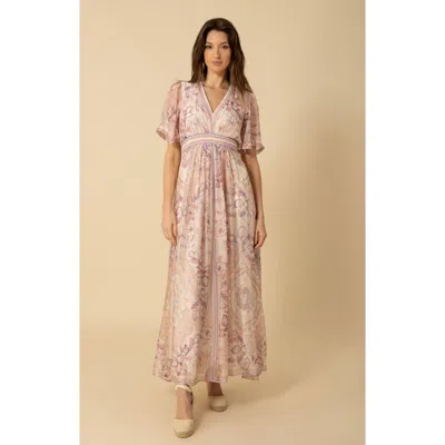Halebob Jaliyah Chiffon Dress Maxi In Beige