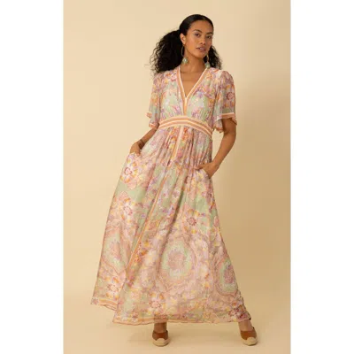 Halebob Jaliyah Chiffon Dress Maxi In Green