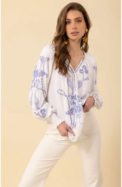 Halebob Jemma Embroidered Top In Blue
