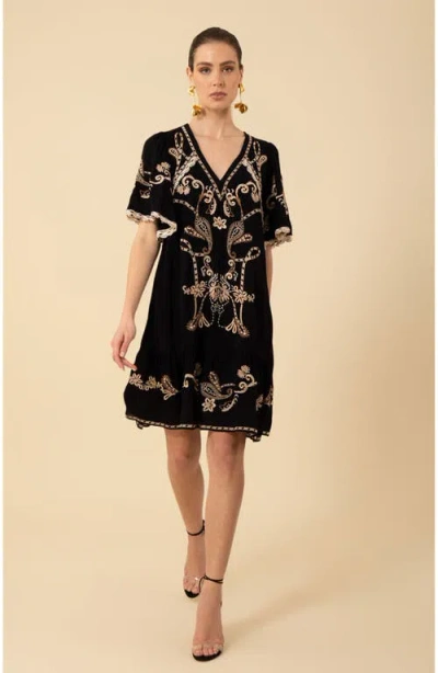 Halebob Lennox Embroidered Dress In Black