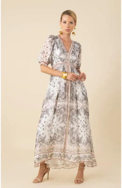Halebob Lilian Chiffon Maxi Dress In Beige