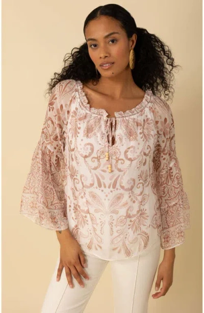 Halebob Myra Chiffon Top In Beige