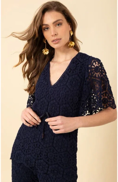 Halebob Oakleigh Crochet Top In Navy
