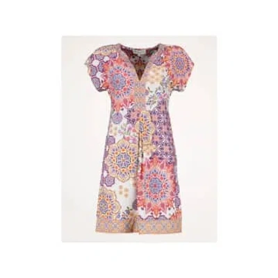 Halebob Psychedelic Print Single Pleat Short Dress Col: White/pink Mul