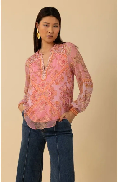 Halebob Renata Silk Top In Coral