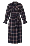 Halewski Coat Ricarda Check Navy Brown