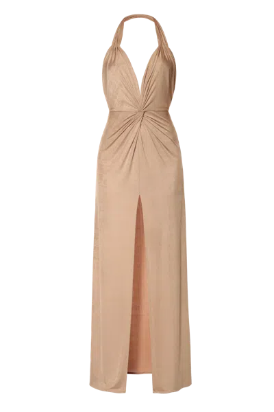 Halewski Dress Paula Pearl Gold In Brown