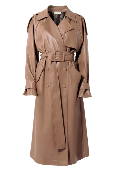 Halewski Vegan Leather Coat Paulin Milk Chocolate In Brown