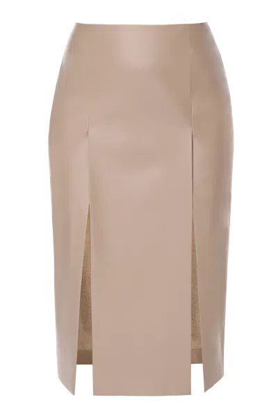Halewski Vegan Leather Skirt Salma Cool Beige In Gray