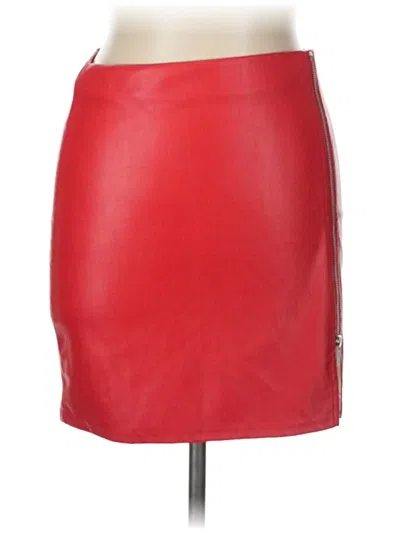 Pre-owned Haley & June Faux Leather Skirt In Red