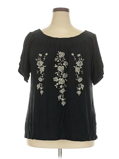 Pre-owned Haley K. Short Sleeve Blouse In Black