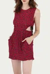 Haley Solar Cutout Floral-print Gauze Mini Dress In Red In Red