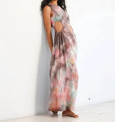 Haley Solar Tie-dyed Cutout Silk Maxi Dress In Aura In Pink
