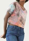 Haley Solar Tie-dyed Silk Charmeuse Crop Top In Aura In Pink