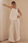 Half Asleep Cami Ruffle Pant Set In White