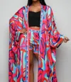 Half Heart Alia Kimono Short Set In Pink Multi Print In Multi