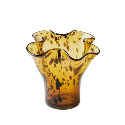 Half Past Seven Brown / Black Petite Lettuce Leaf Vase — Brown Tortoise In Multi