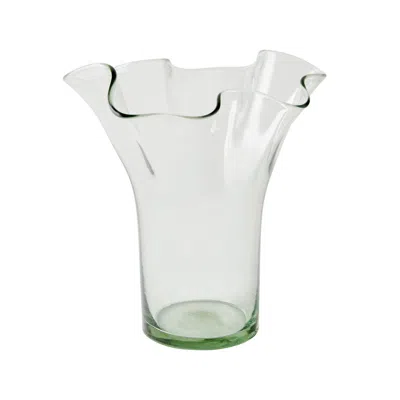 Half Past Seven White Lettuce Leaf Vase — Clear