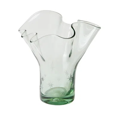 Half Past Seven White Lettuce Leaf Vase — Clear With Stars