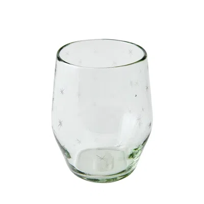 Half Past Seven White Starry Night Stemless Wine Glass — Clear In Transparent