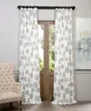 Half Price Drapes Allium Blue Grey Floral Printed Cotton Room Darkening Curtain In Cream