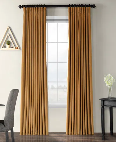 Half Price Drapes Amber Gold Signature Extra Wide Velvet Blackout Curtain In Beige,tan