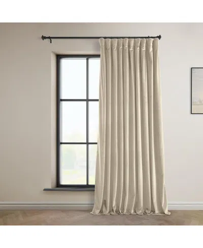 Half Price Drapes Angora Beige Extra Wide Signature Plush Velvet Hotel Blackout Curtain In Beige,tan
