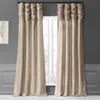Half Price Drapes Antique Beige Ruched Solid Faux Silk Taffeta Room Darkening Curtain