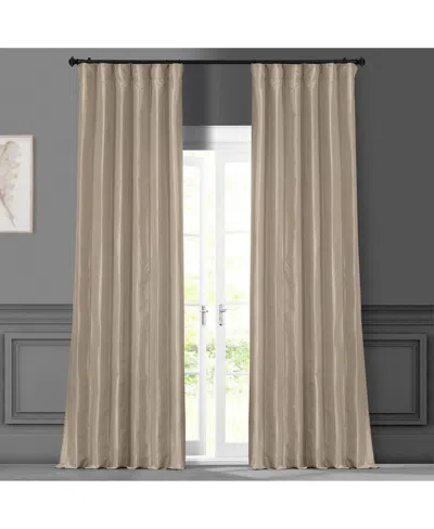 Half Price Drapes Antique Beige Solid Faux Silk Taffeta Room Darkening Curtain In Neutral