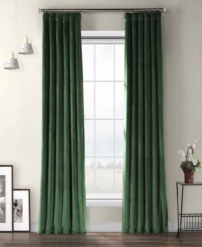 Half Price Drapes Aquarius Blue Heritage Plush Velvet Room Darkening Curtain In Green