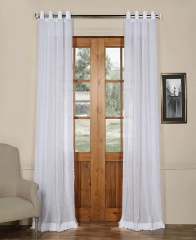 HALF PRICE DRAPES ASPEN WHITE GROMMET TEXTURED FAUX LINEN SHEER CURTAIN