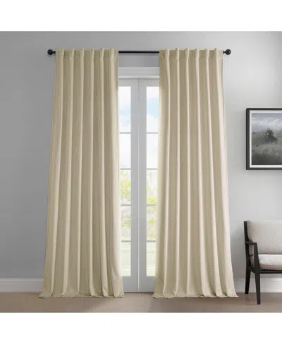 Half Price Drapes Au Lait Creme Heritage Plush Velvet Room Darkening Curtain In Cream