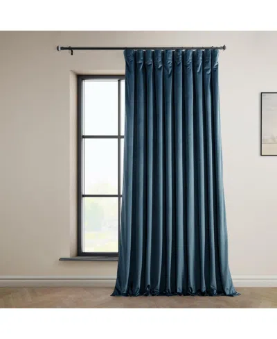HALF PRICE DRAPES AVALON BLUE EXTRA WIDE HERITAGE PLUSH VELVET ROOM DARKENING CURTAIN