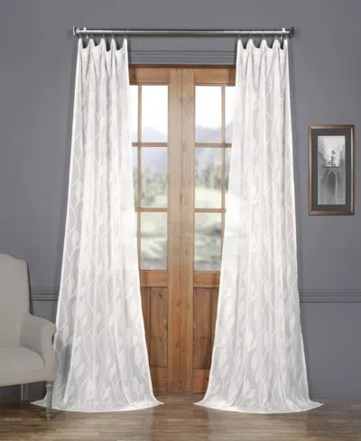 Half Price Drapes Avignon Vine Floral Patterned Faux Linen Sheer Curtain In White