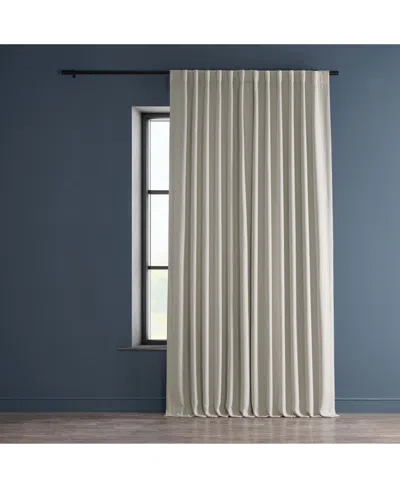 Half Price Drapes Birch Extra Wide Textured Faux Linen Room Darkening Curtain In Cream