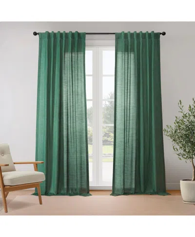 Half Price Drapes Blue Rustic Linen Weave Curtain