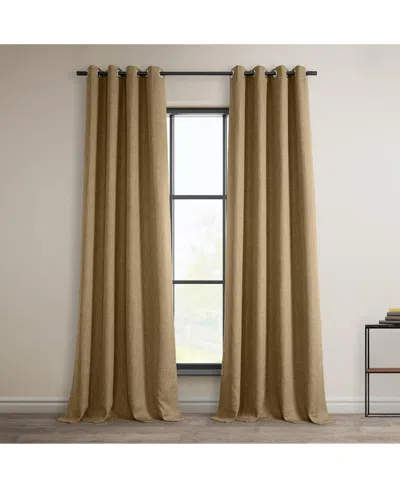 Half Price Drapes Butterscotch Grommet Textured Faux Linen Room Darkening Curtain In Beige,tan