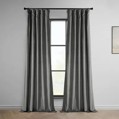 Half Price Drapes Cinema Red Heritage Plush Velvet Room Darkening Curtain In Gray