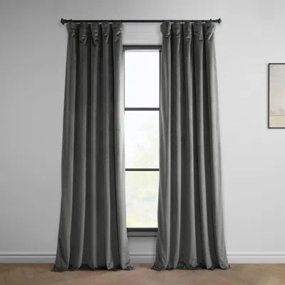 Half Price Drapes Cinema Red Heritage Plush Velvet Room Darkening Curtain In Gray
