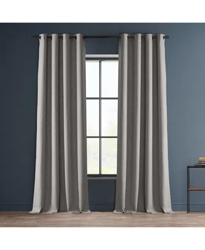 Half Price Drapes Clay Grommet Textured Faux Linen Room Darkening Curtain In Grey