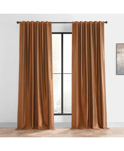 Half Price Drapes Copper Kettle Vintage Textured Faux Dupioni Silk Blackout Curtain In Brown