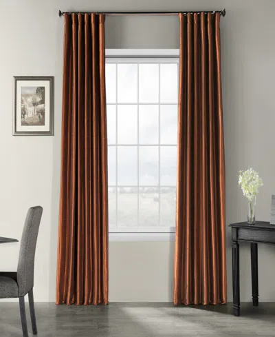 Half Price Drapes Copper Kettle Vintage Textured Faux Dupioni Silk Curtain In Brown
