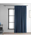 Half Price Drapes Dark Blue Extra Wide Performance Linen Hotel Blackout Curtain In Blue
