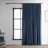 Half Price Drapes Dark Blue Extra Wide Performance Linen Hotel Blackout Curtain In Blue