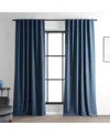 Half Price Drapes Dark Blue Performance Linen Hotel Blackout Curtain In Blue